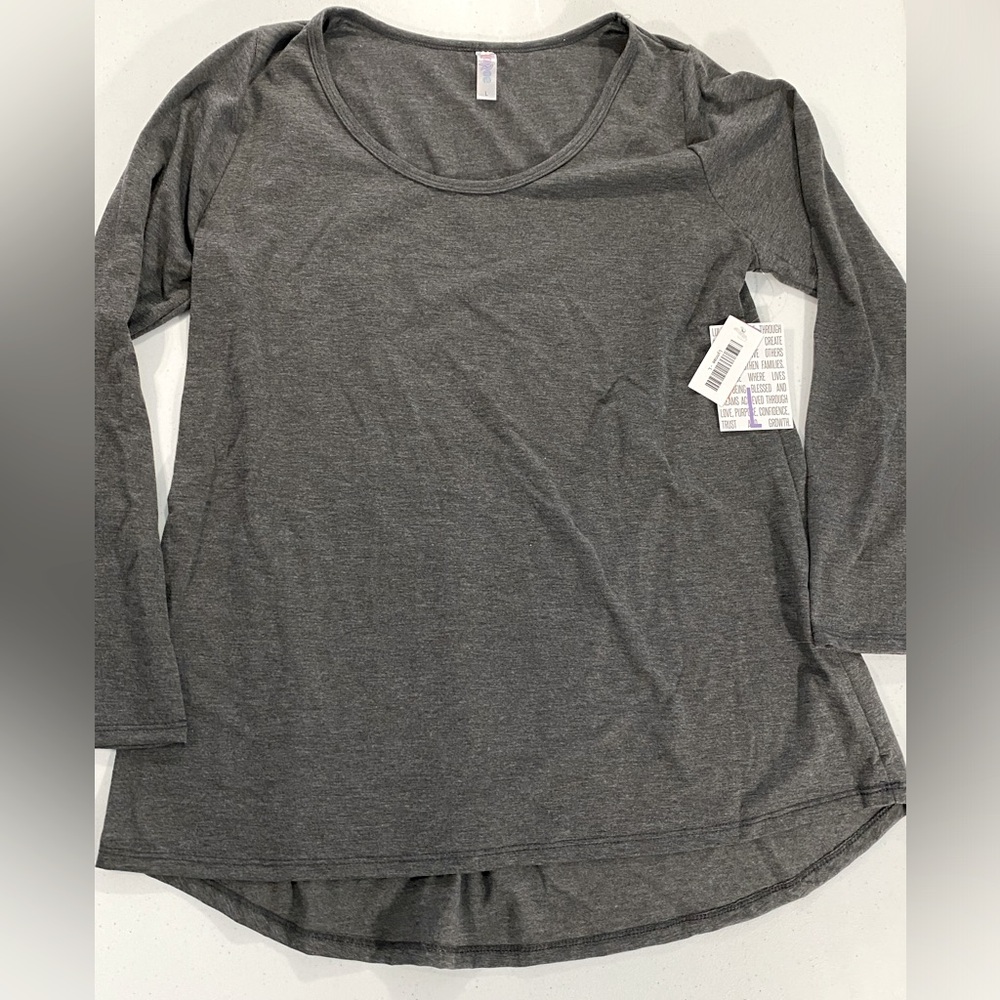 New with Tags Never Worn L Grey Long Sleeve Shirt LuLaRoe Lynnae